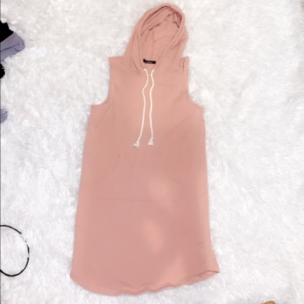 pink tight dress with hoodie